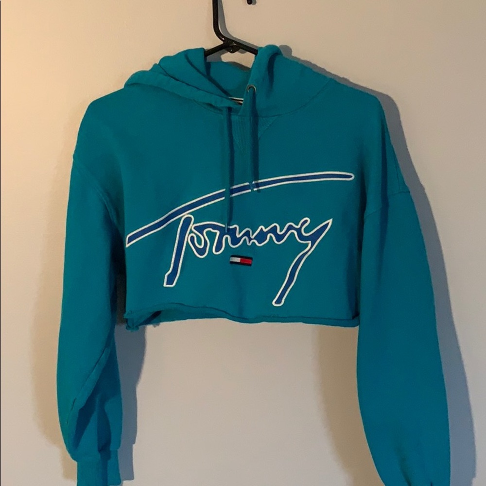 Tommy Hilfiger blue cropped hoodie